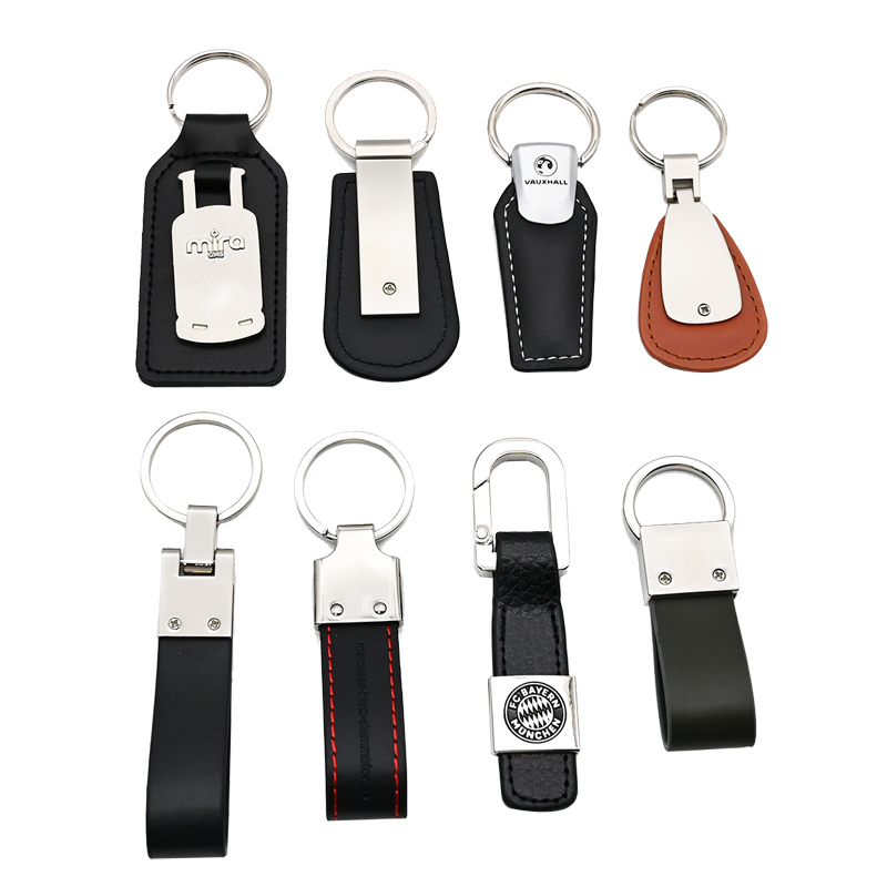 Promotional Zinc Alloy Metal Keychain PU Leathe...