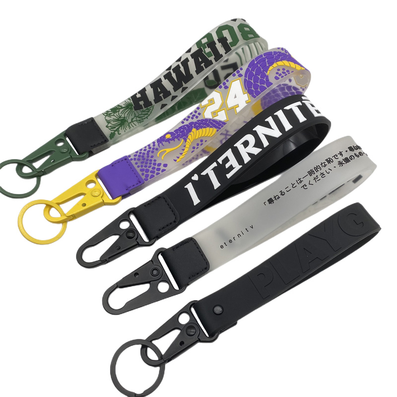 Custom PVC Rubber Logo Key Chain Wrist Strap Keychain Lanyard