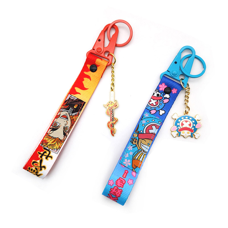 Custom Woven Patch Sublimation Printed Anime Key Strap Keychain Lanyard
